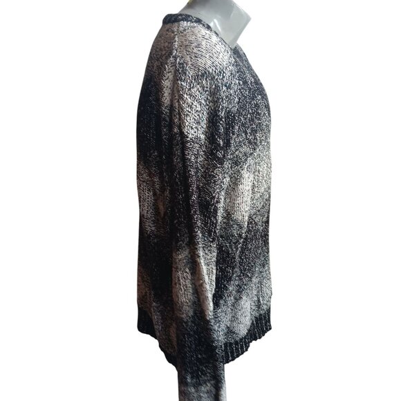 Vtg Mens Large Sweater International Abstract Pattern Knit Crewneck 90's Fleck - Picture 5 of 9